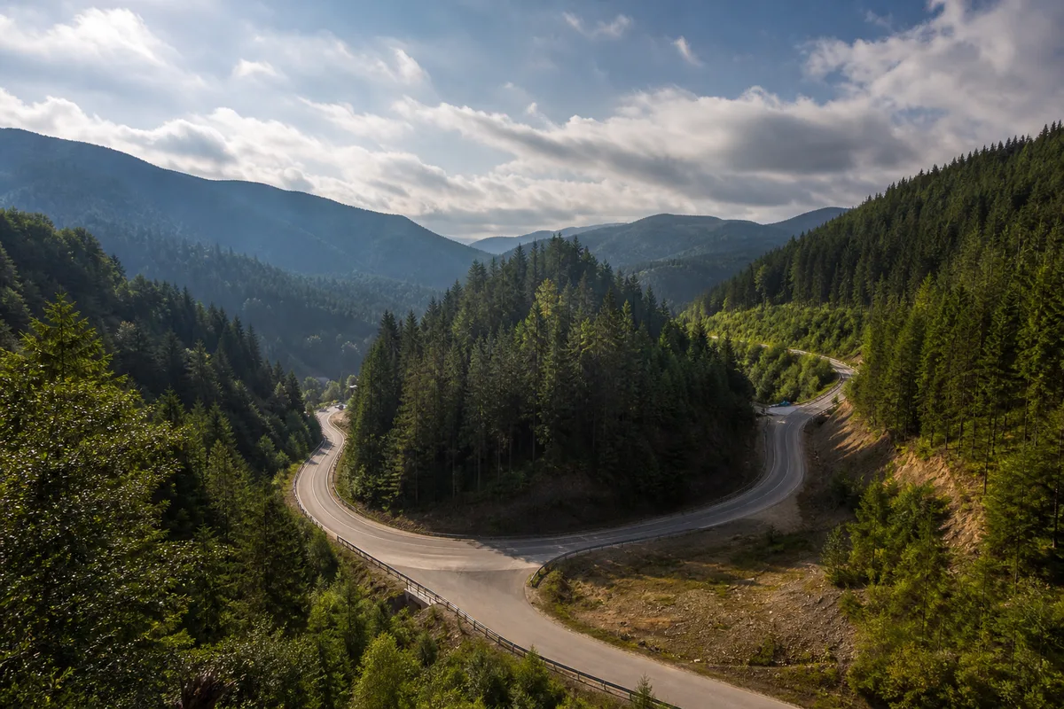 Răscrucea de la Obârșia Lotrului, întâlnirea văilor montane înconjurate de păduri