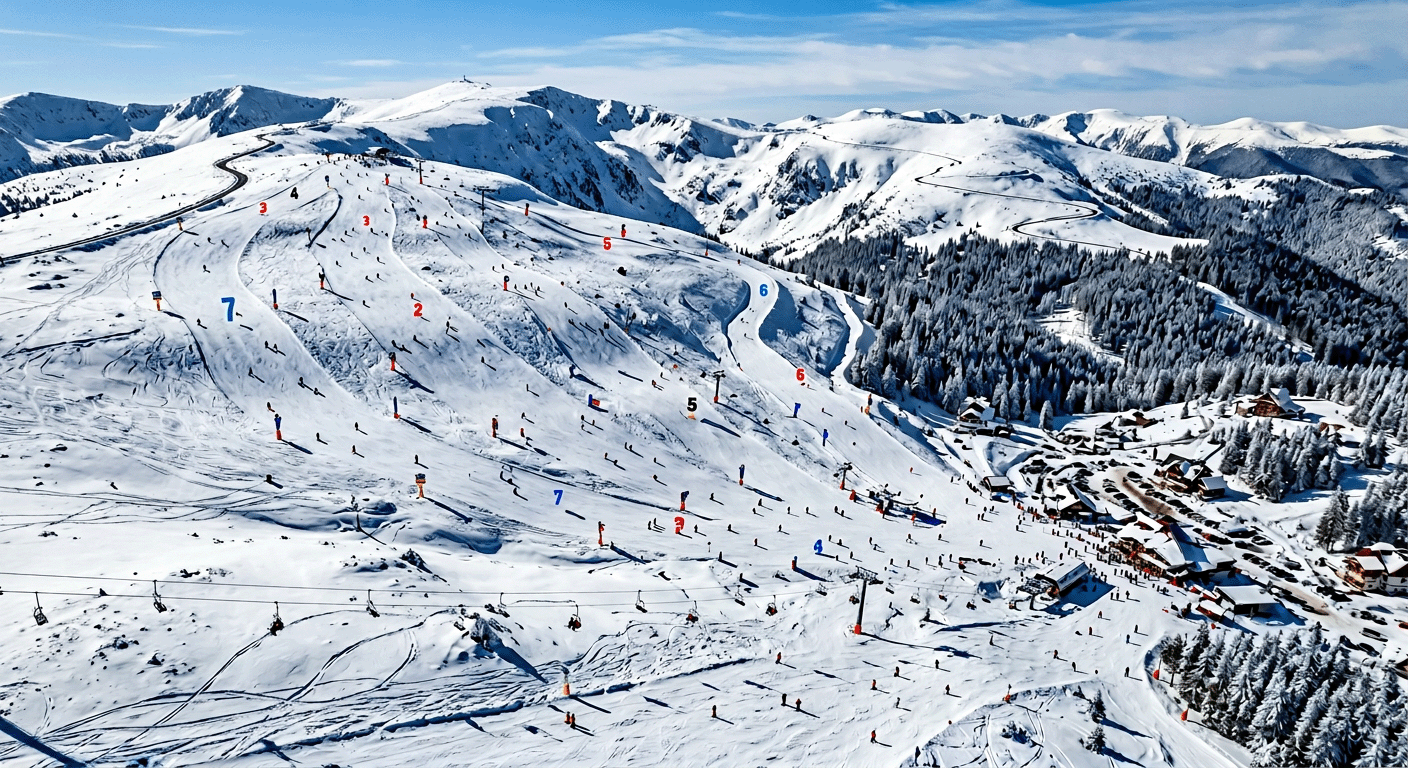 Domeniul Schiabil Transalpina iarna cu pârtii de ski